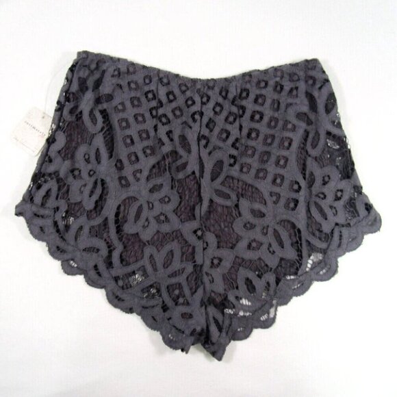 Free People FP One Adella Lace Shorts Size XS Charcoal Gray Elastic Waist New - Picture 2 of 8